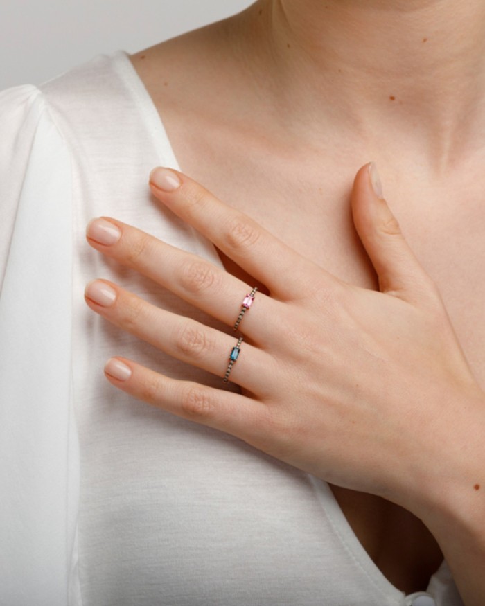 Anel com topázio azul Londres e diamantes marrons | LECARRE