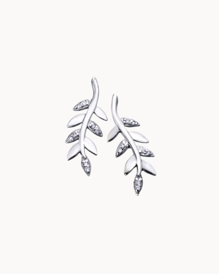 Gold Leaf Earrings With Diamonds | LECARRE