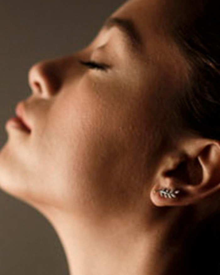 Gold Leaf Earrings With Diamonds | LECARRE