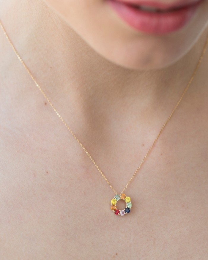 Gouden ketting met gekleurde saffieren | LECARRE