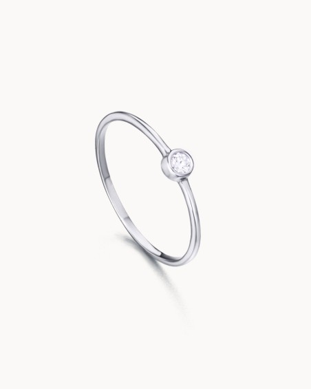 Inel Solitaire din Aur Alb cu Diamant | LECARRE