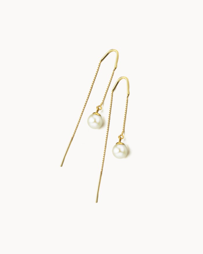 Gouden parelketting oorbellen | LECARRE