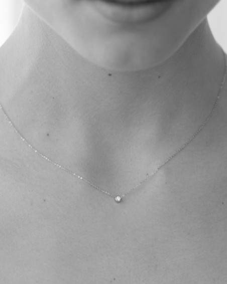 Diamante Con Cadena De Oro Blanco | LECARRE