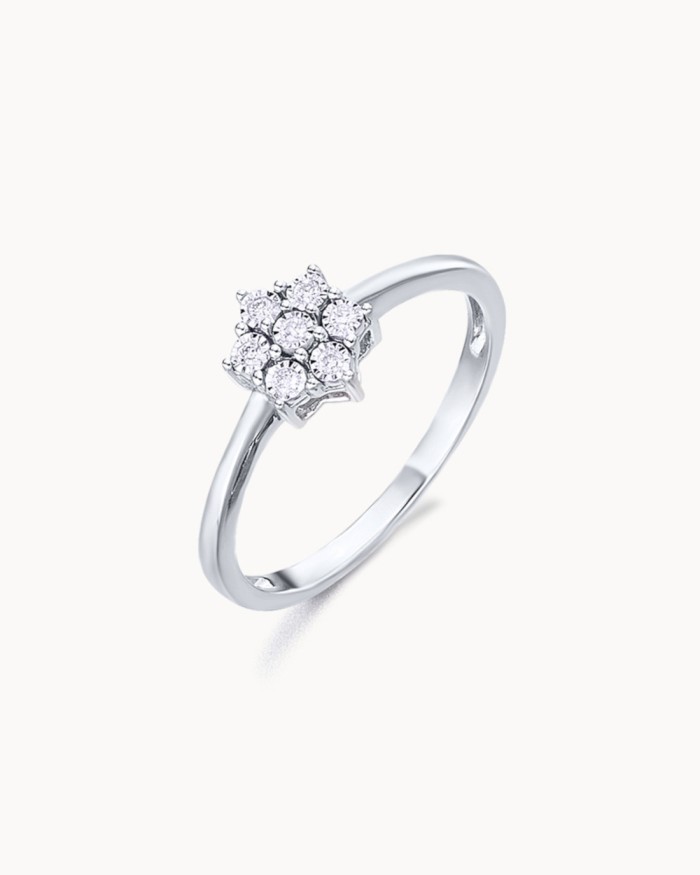 Klassischer Rosettenring aus Weißgold mit Diamanten | LECARRE