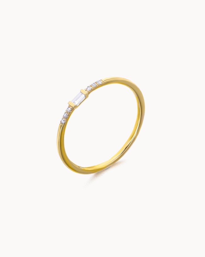 Anel de Ouro com Diamantes Baguete | LECARRE
