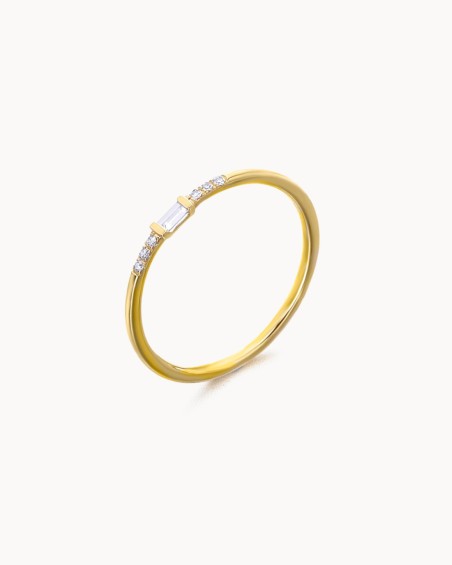 Anel de Ouro com Diamantes Baguete | LECARRE