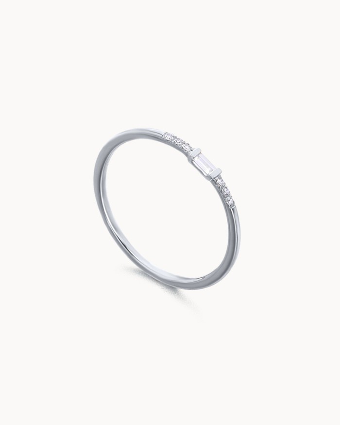 Witgouden ring met baguette-diamant | LECARRE