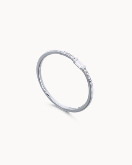 Anillo Oro Blanco Diamante Baguette | LECARRE