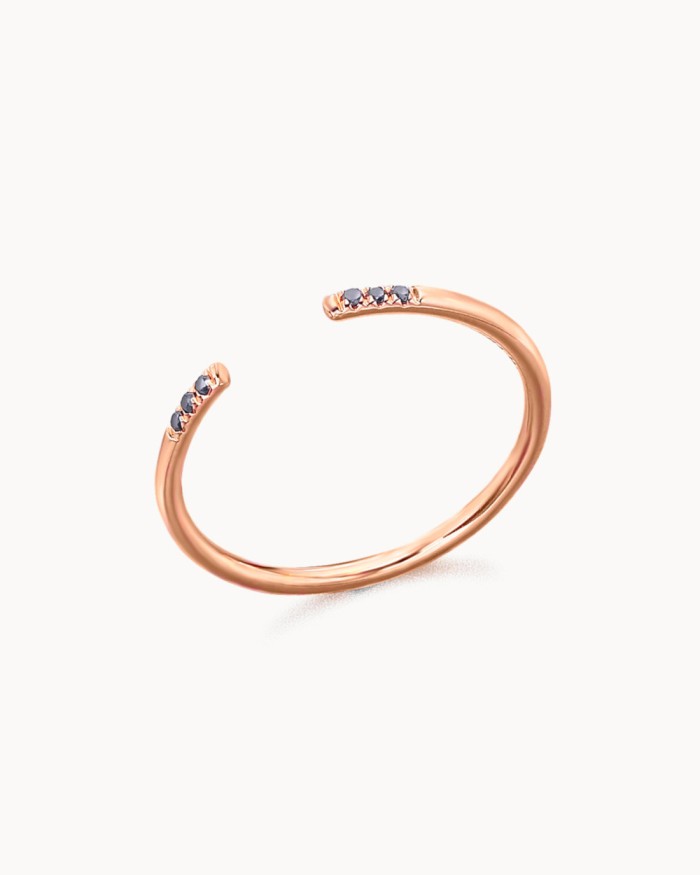 Open Ring Rose Gold & Black Diamonds | LECARRE