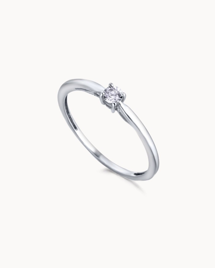 Solitaire 4 Claws White Gold With Diamond | LECARRE