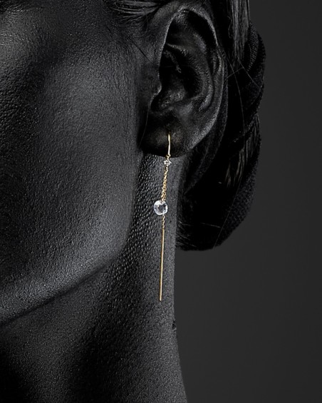 Ohrringe mit weißer Topaskette aus Gold | LECARRE
