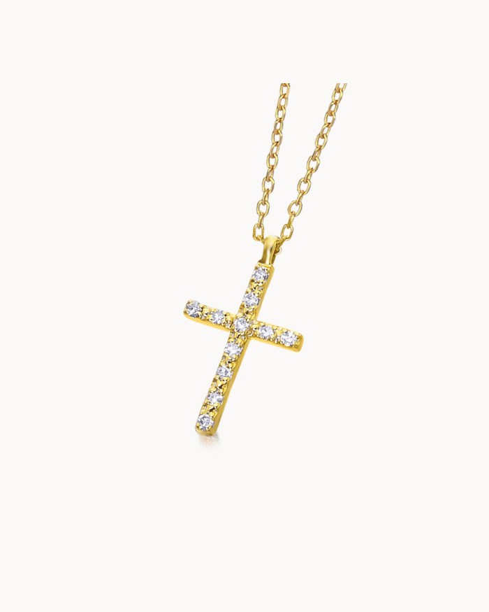Gouden ketting + kruis met diamanten | LECARRE