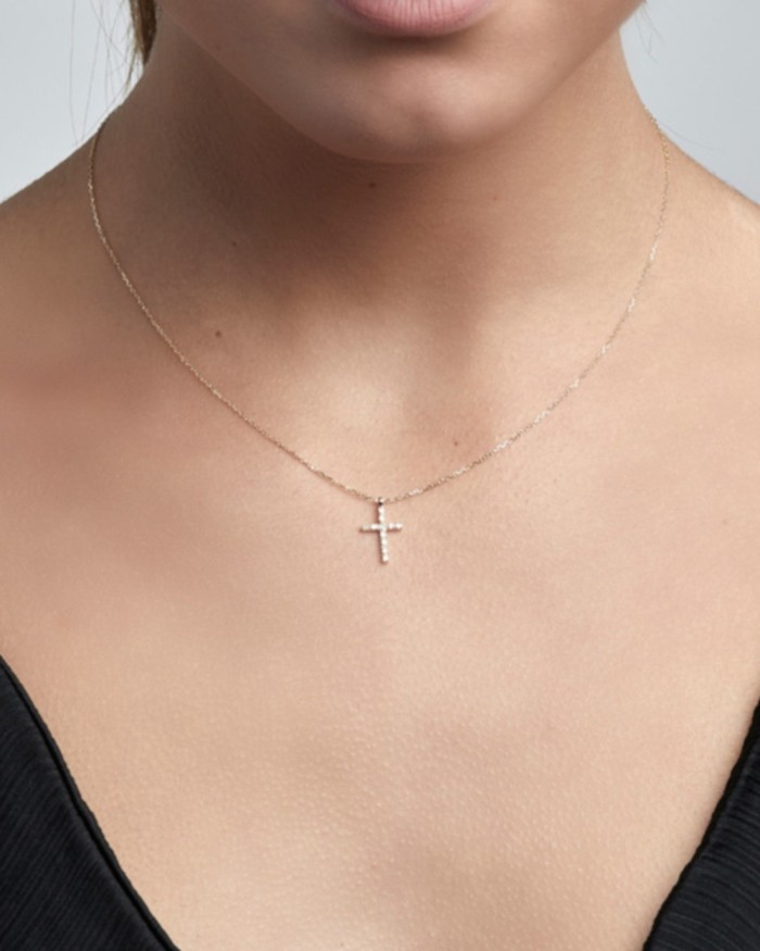 Guldkedja + Kors med Diamanter | LECARRE
