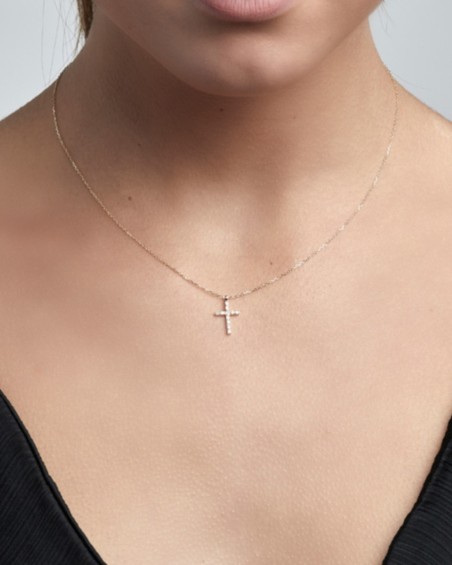 Gouden ketting + kruis met diamanten | LECARRE