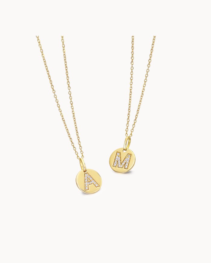Catena + distintivo (9 mm) con diamanti iniziali | LECARRE