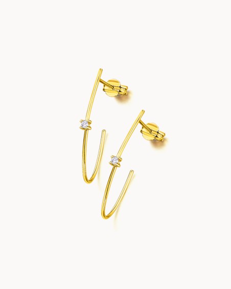 Lange goldene Creolen mit Diamanten | LECARRE