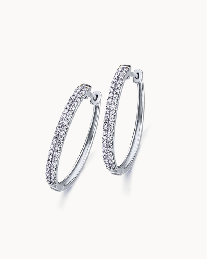 Oorbellen van witgoud met pavé diamanten | LECARRE