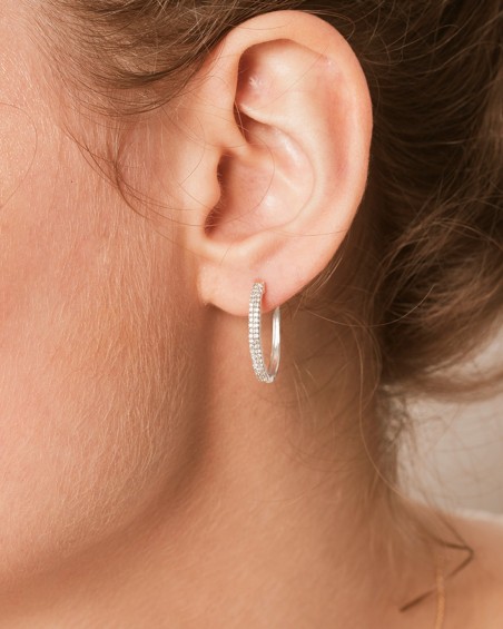 Aros Oro Blanco Pavé Diamantes | LECARRE