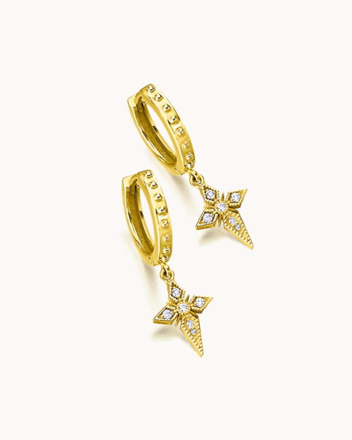 Art Deco -Ohrringe mit goldenem Diamantkreuz | LECARRE