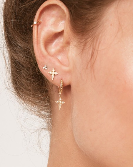 Aros Cruz Art Deco Oro Diamantes | LECARRE