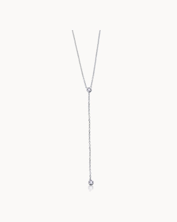Witgouden halsketting met twee diamanten | LECARRE