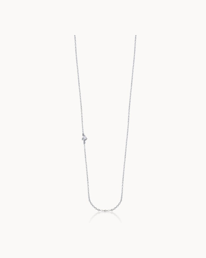Weißgoldkette mit seitlichem Diamanten | LECARRE