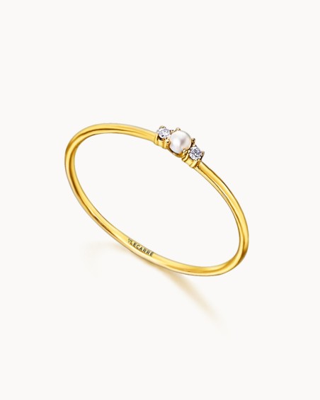 Mini parel- en diamanten ring | LECARRE