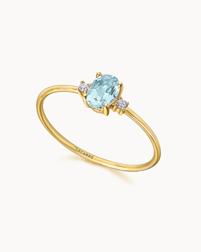 Goldring mit blauem Topas und Diamanten | LECARRE