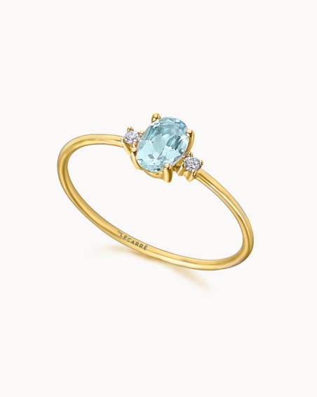 Inel de aur cu topaz albastru și diamante | LECARRE