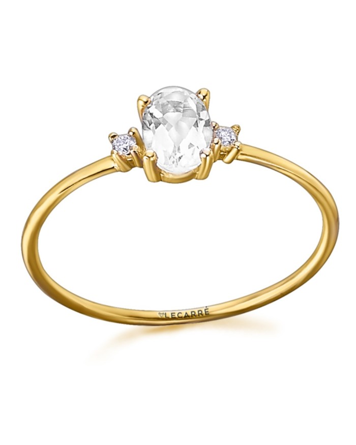 Anel de ouro com topázio branco e diamantes | LECARRE