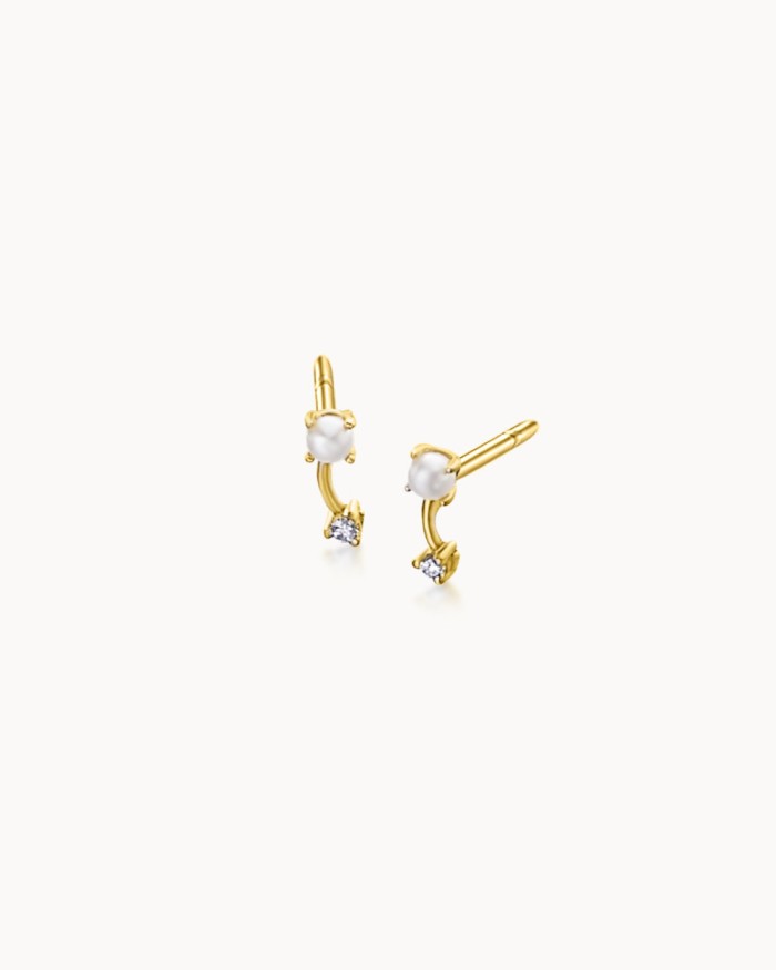 Mini parel- en diamanten oorbellen | LECARRE