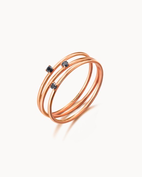 Anello Lio Oro Rosa Diamanti Nero | LECARRE