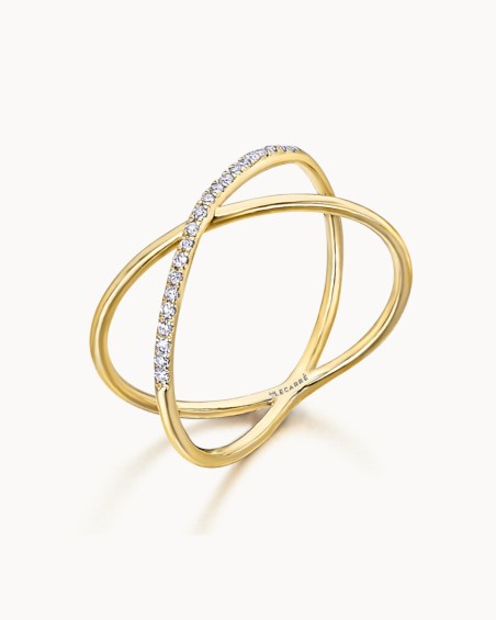 Δαχτυλίδι με σταυρό από χρυσό και διαμάντι | LECARRE