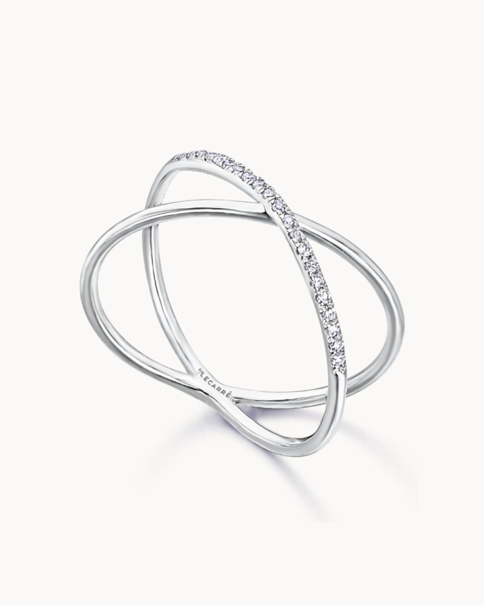 Cross Ring White Gold Diamonds | LECARRE