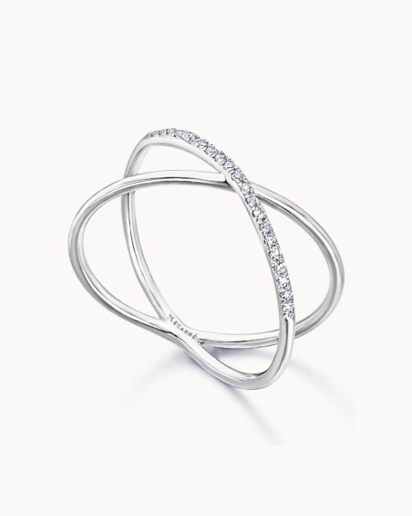Cross Ring White Gold Diamonds | LECARRE