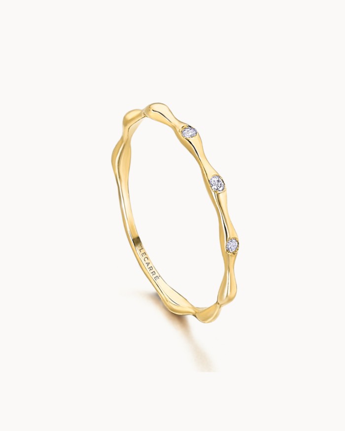 Bambu-guld- och diamantring | LECARRE