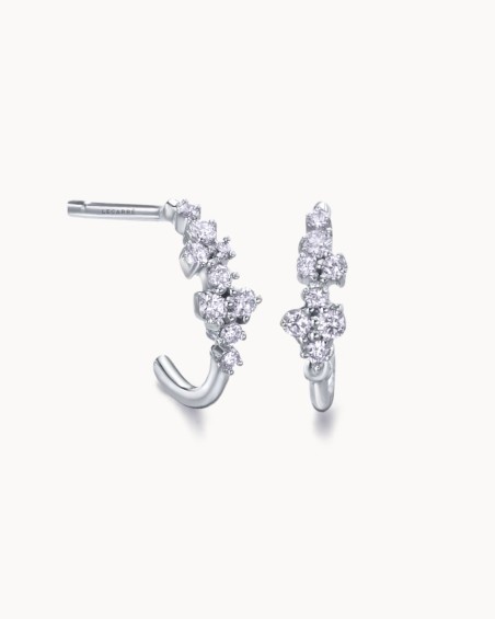 Aros Oro Blanco Cascada Diamantes | LECARRE