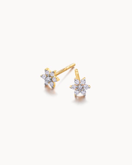 Mini rozet oorbellen in goud en diamanten | LECARRE