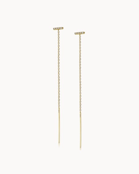 Diamanten oorbellen met gouden ketting | LECARRE