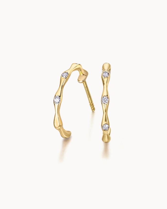 Bambus-Ohrringe, Gold und Diamanten | LECARRE