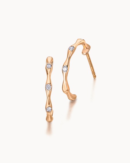 Bambus-Ohrringe aus Roségold und Diamanten | LECARRE