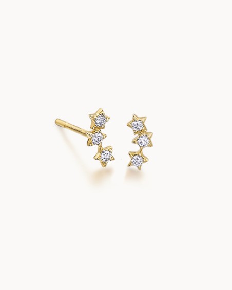 Cercei tip stea aurie cu diamant | LECARRE