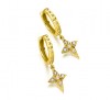 Aros Cruz Art Deco Oro Diamantes